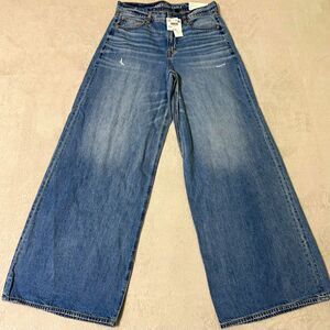 American Eagle Dreamy Drape Super High-Rise Ultra Wide Leg Jeans Blue 8 29W